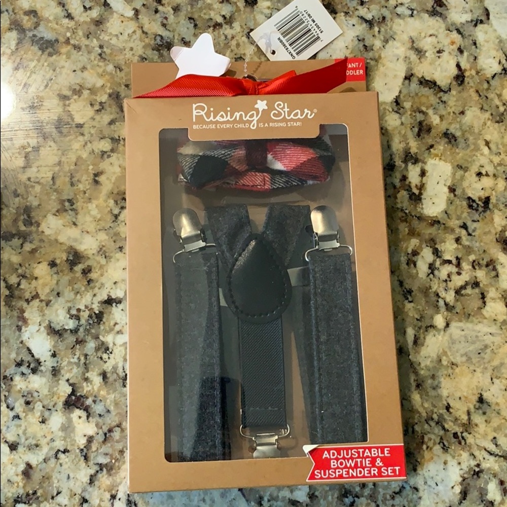 Bow tie and suspender set